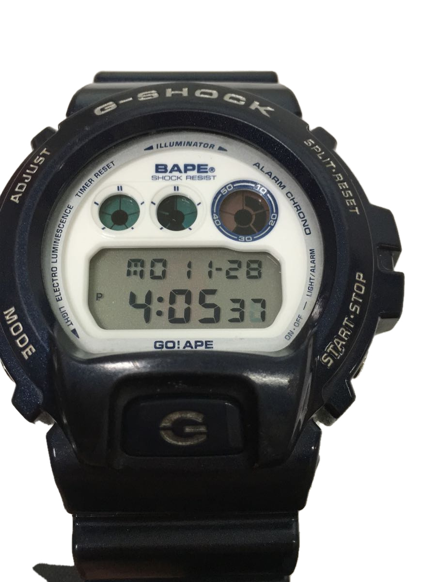 CASIO◆クォーツ腕時計/アナログ/ラバー/DW-6900FS/ホワイト/ネイビー