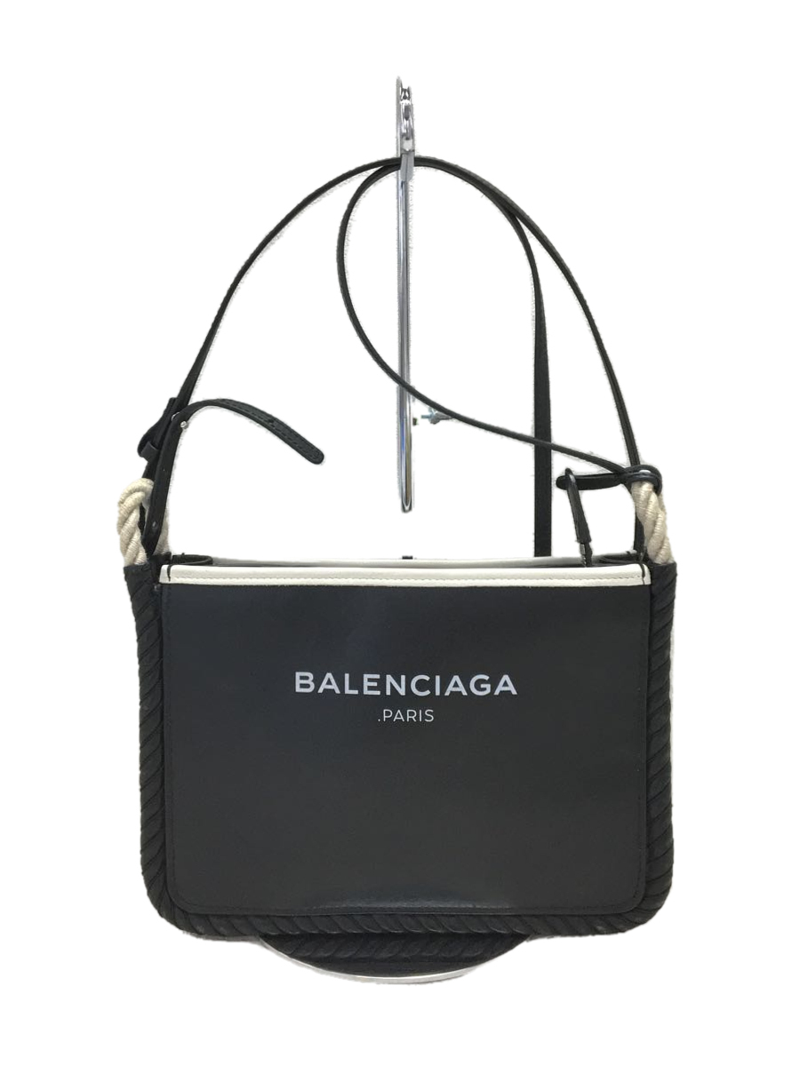 大人気 BALENCIAGA◇バレンシアガ/ショルダーバッグ/レザー/BLK/無地