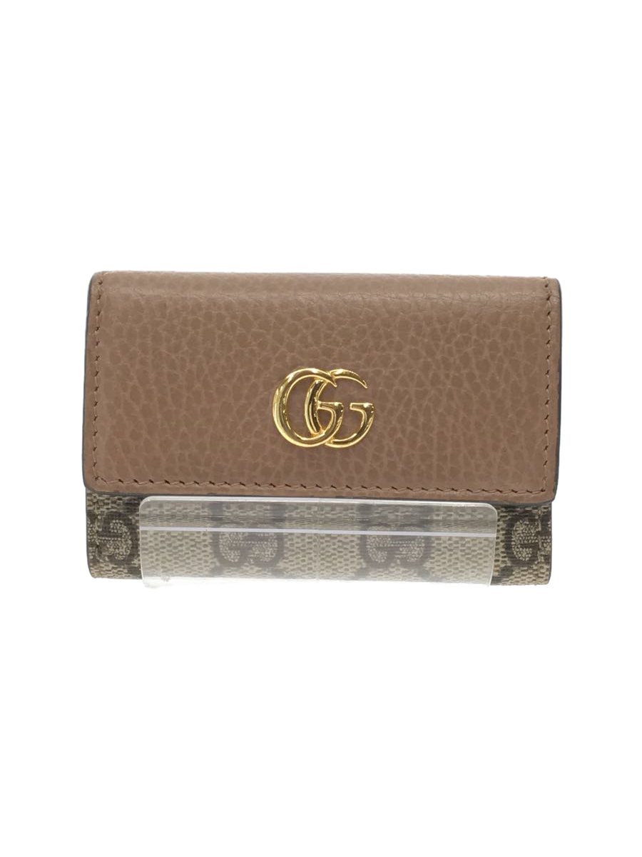 GUCCI◆GGマーモント/456118・0959/キーケース/レザー/ベージュ/レディース