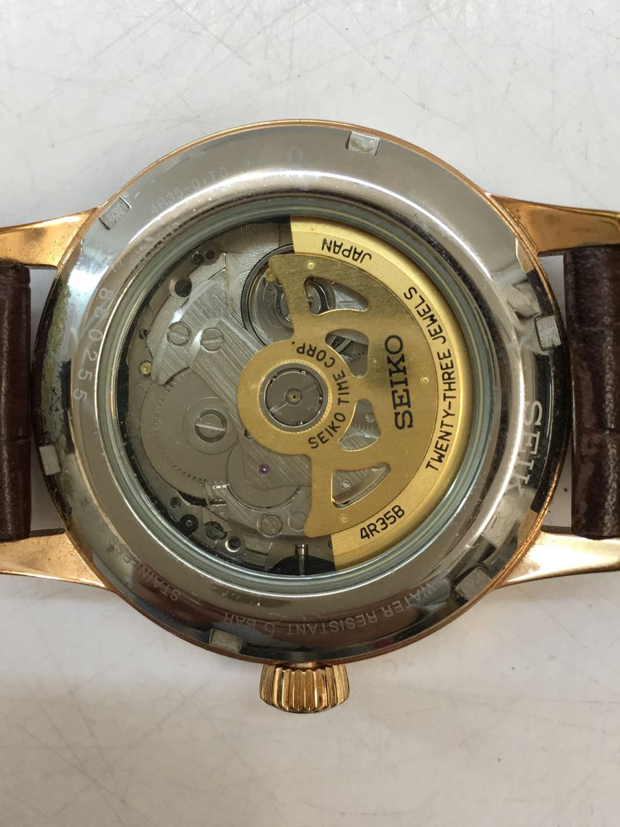 SEIKO◇自動巻腕時計/アナログ/レザー/BRW/BRW | www.ddechuquisaca.gob.bo