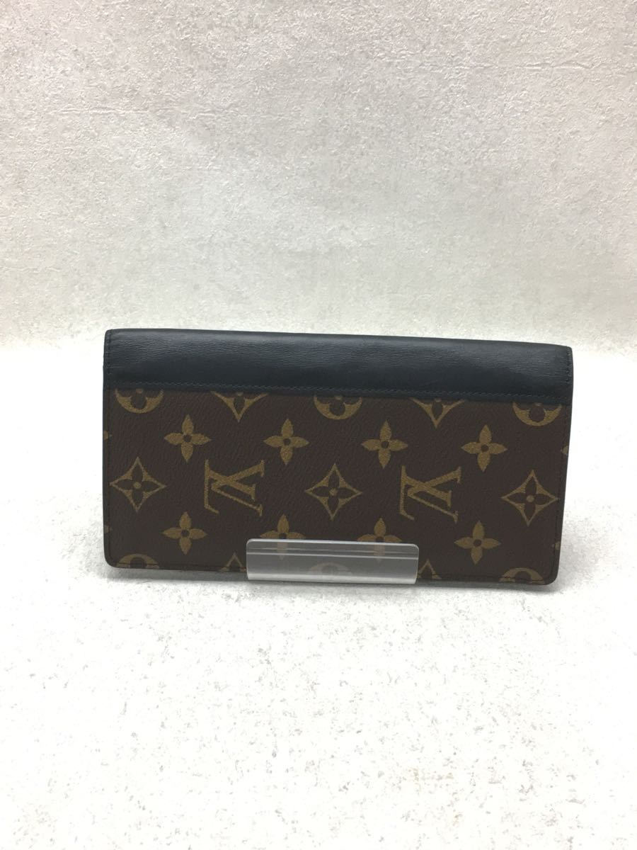 LOUIS VUITTON◆ポルト・フォイユ・ブラザ_モノグラム・マカサー_BLK/レザー/メンズ/LOUIS VUITTON/_画像2