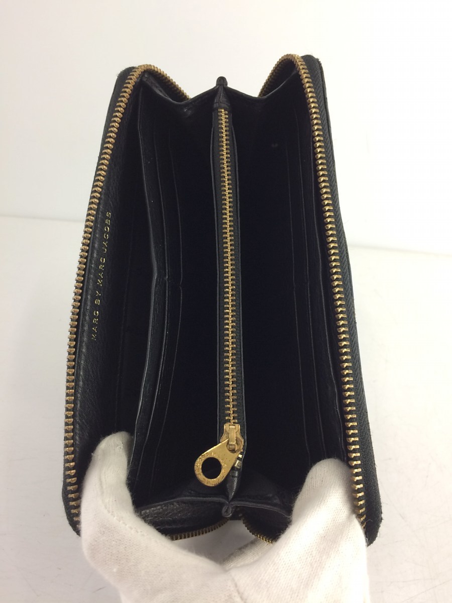 MARC BY MARC JACOBS◆長財布/レザー/BLK/無地_画像3