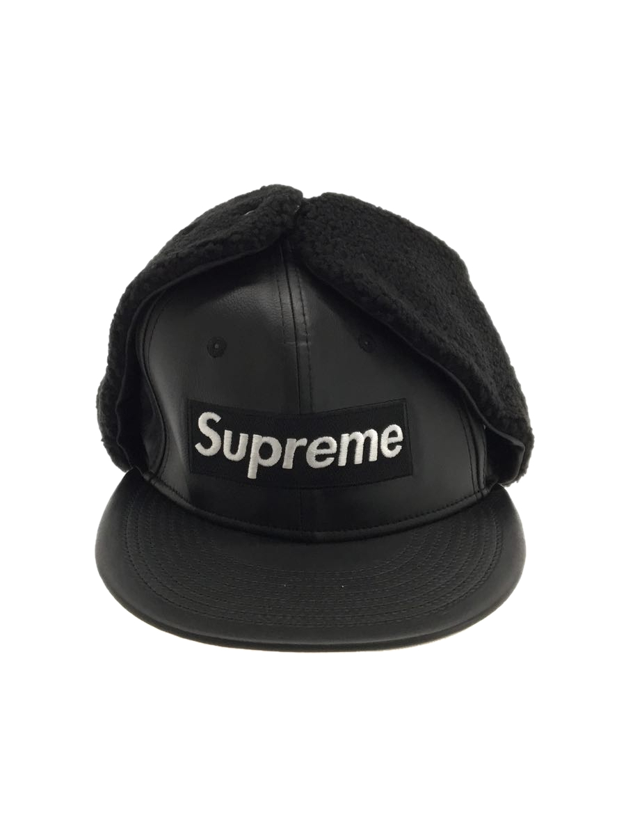 Supreme◇キャップ/7 5/8/アクリル/BLK/メンズ/Leather Earflap Box