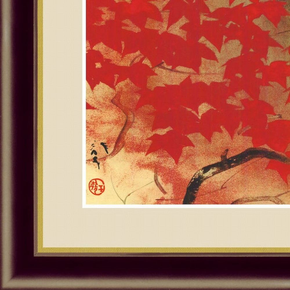 ★◎川端龍子『滝に紅葉（F4号）』高精彩工芸画 絵画 新品 新絹本 額付き 風景画 滝 紅葉 秋 楓【SAK-G4-BN092-F4】_額角