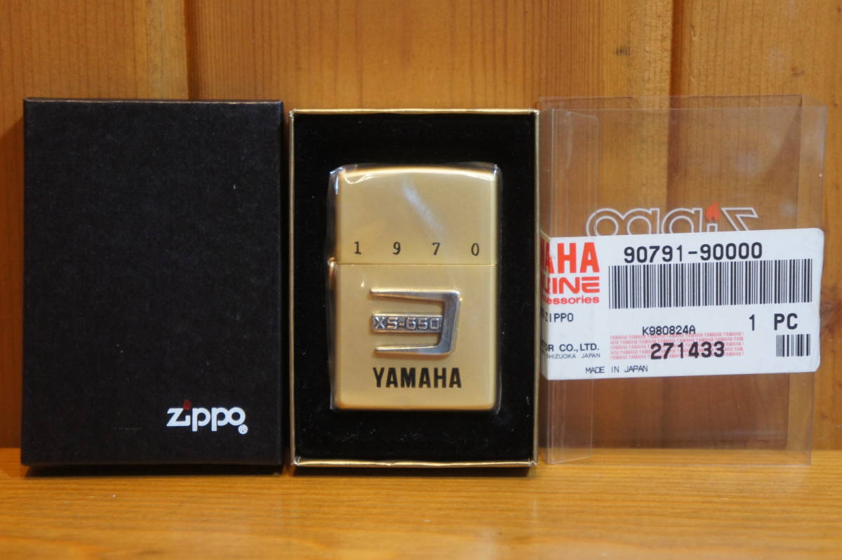 ZIPPO YAMAHA XS-1 Gold Yamaha Zippo - масляная зажигалка мотоцикл новый товар * не использовался осмотр :TX650 XS650 XS650SPL