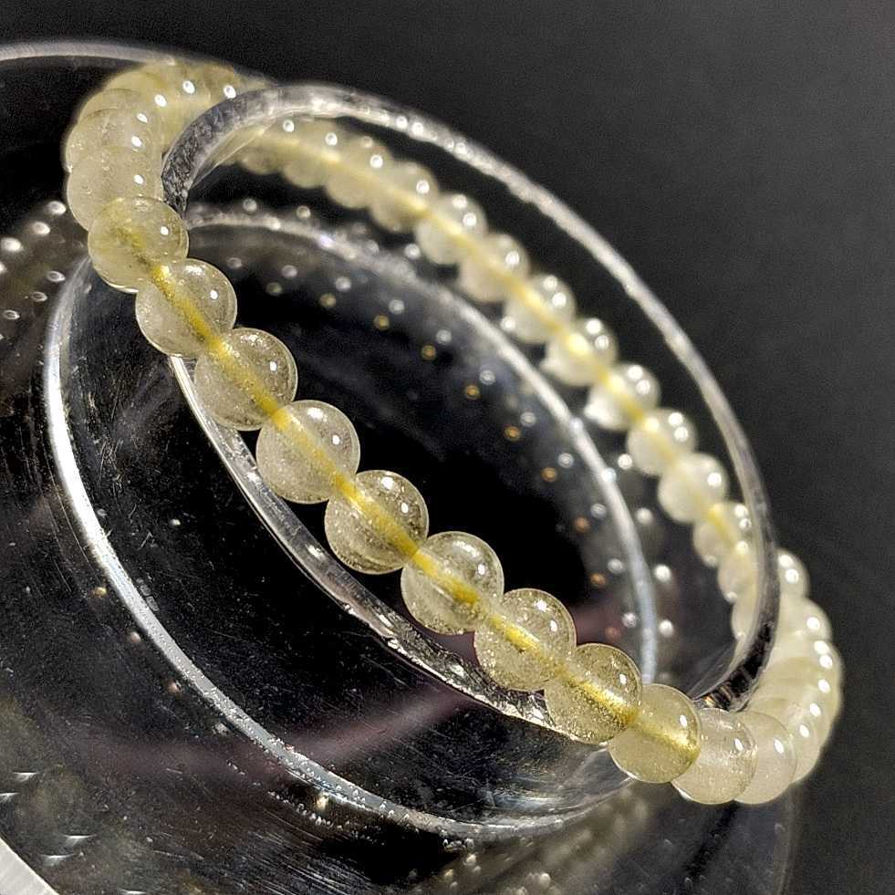 リビアングラス 丸玉 5mm 16cm ブレスレット Libyan desert glass