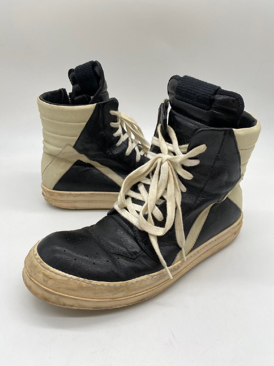 ☆RICK OWENS リックオウエンス☆ GEOBASKET ジオバスケット ハイトップスニーカー ブラック×ホワイト_画像1