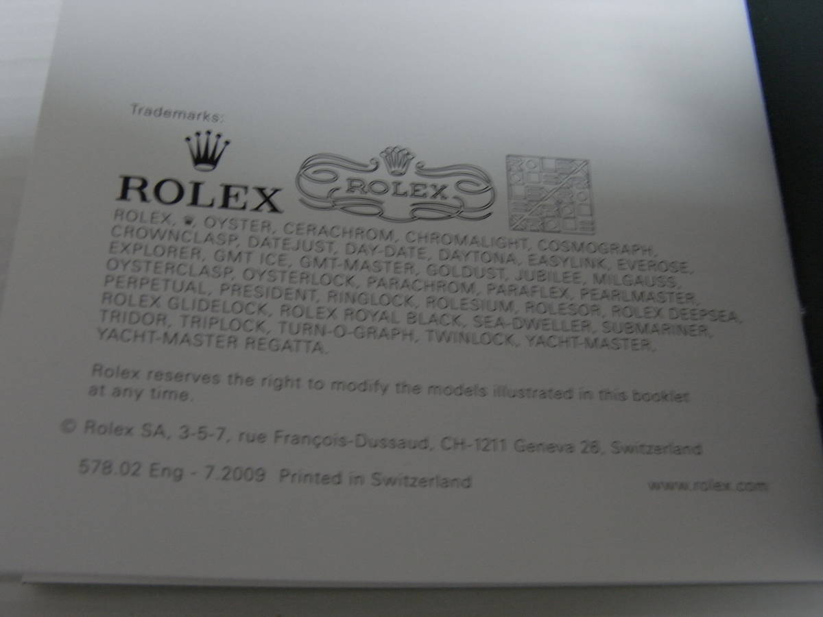 7.2009 Rolex Oyster Perpetual Date ロレックス オイスター パーペチュアル デイト 冊子 英語表記_7.2009