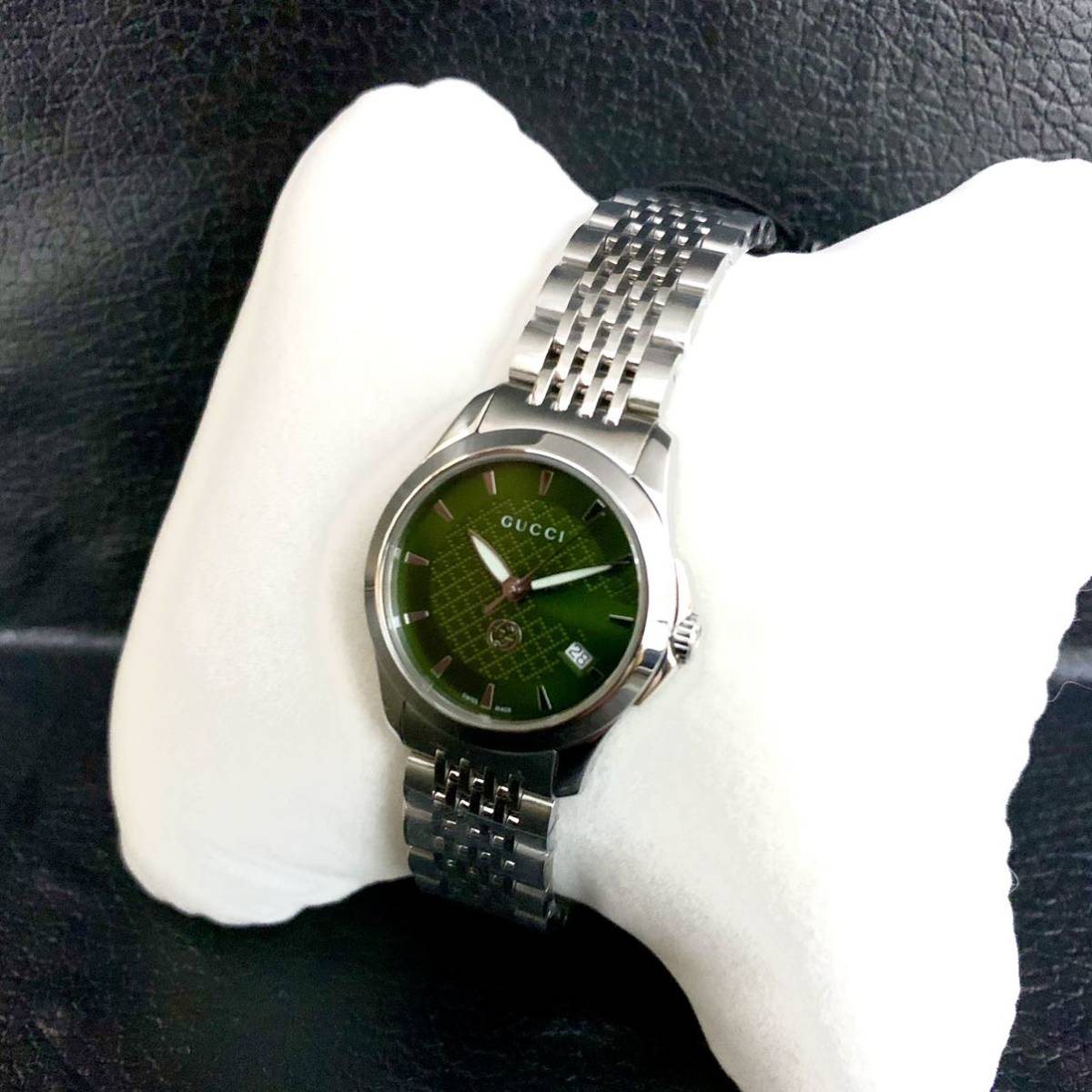 シルバー 【未使用品】GUCCI 腕時計 グリーン Gタイムレス YA1265008