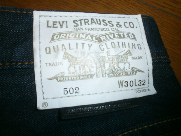 美品 激レア Levi's リーバイス 502 50210-0003 W30 裏地 ドット ゴールドステッチ ポケッタブル インディゴ濃い_画像2