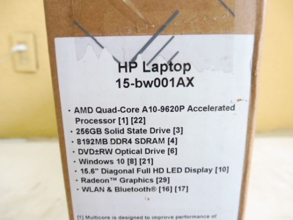 品 hp laptop 15-bw001AX AMD A10-9620P SS