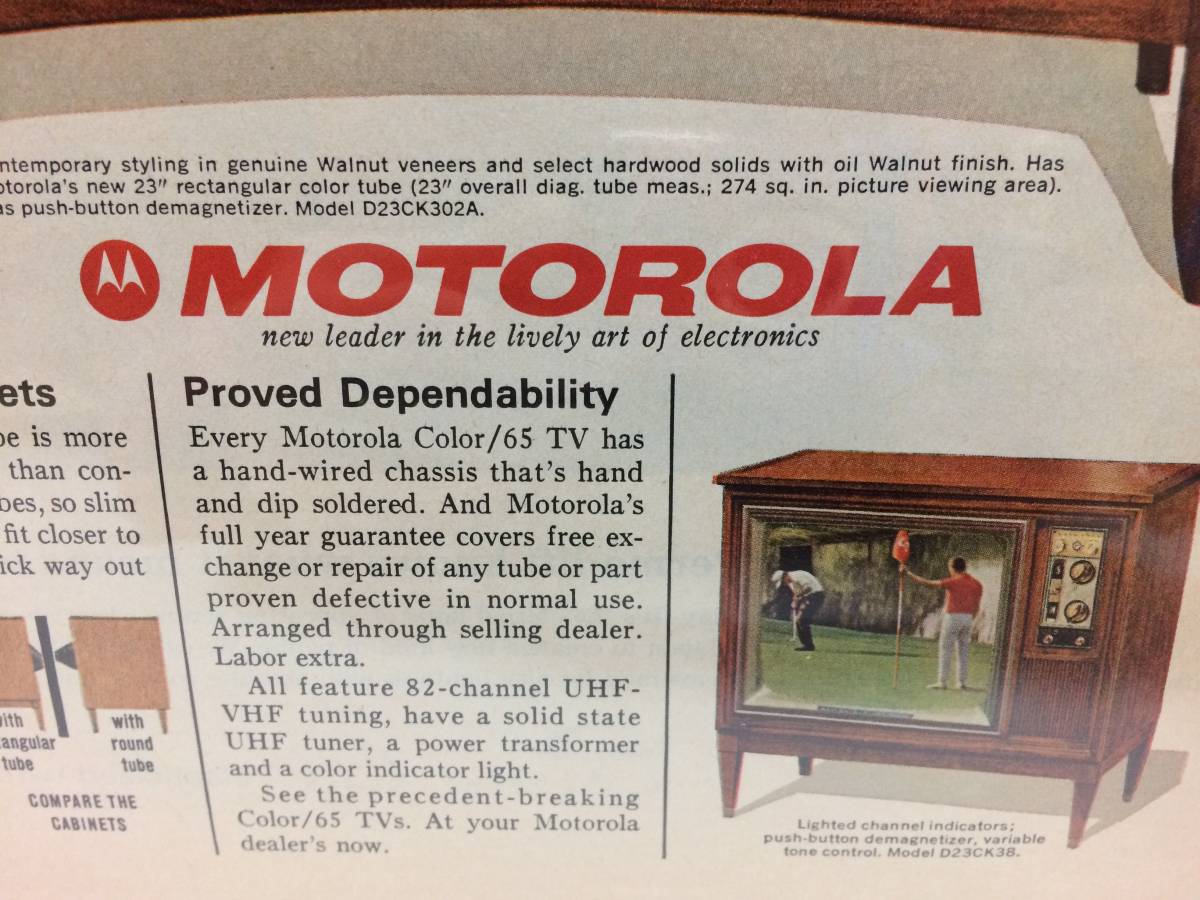 1964年10月16日号【MOTOROLA モトローラ】ライフLIFE誌 広告切り抜き アメリカ買い付け品used60sビンテージ 電化製品_画像3