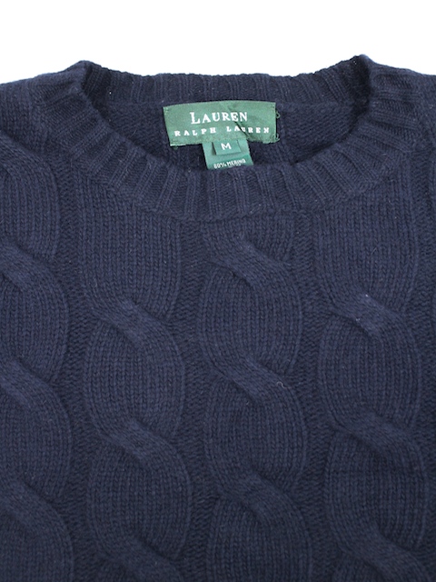 LAUREN RALPH LAUREN low Len Ralph Lauren melino шерсть кабель вязаный свитер ( женщина M) темно-синий 