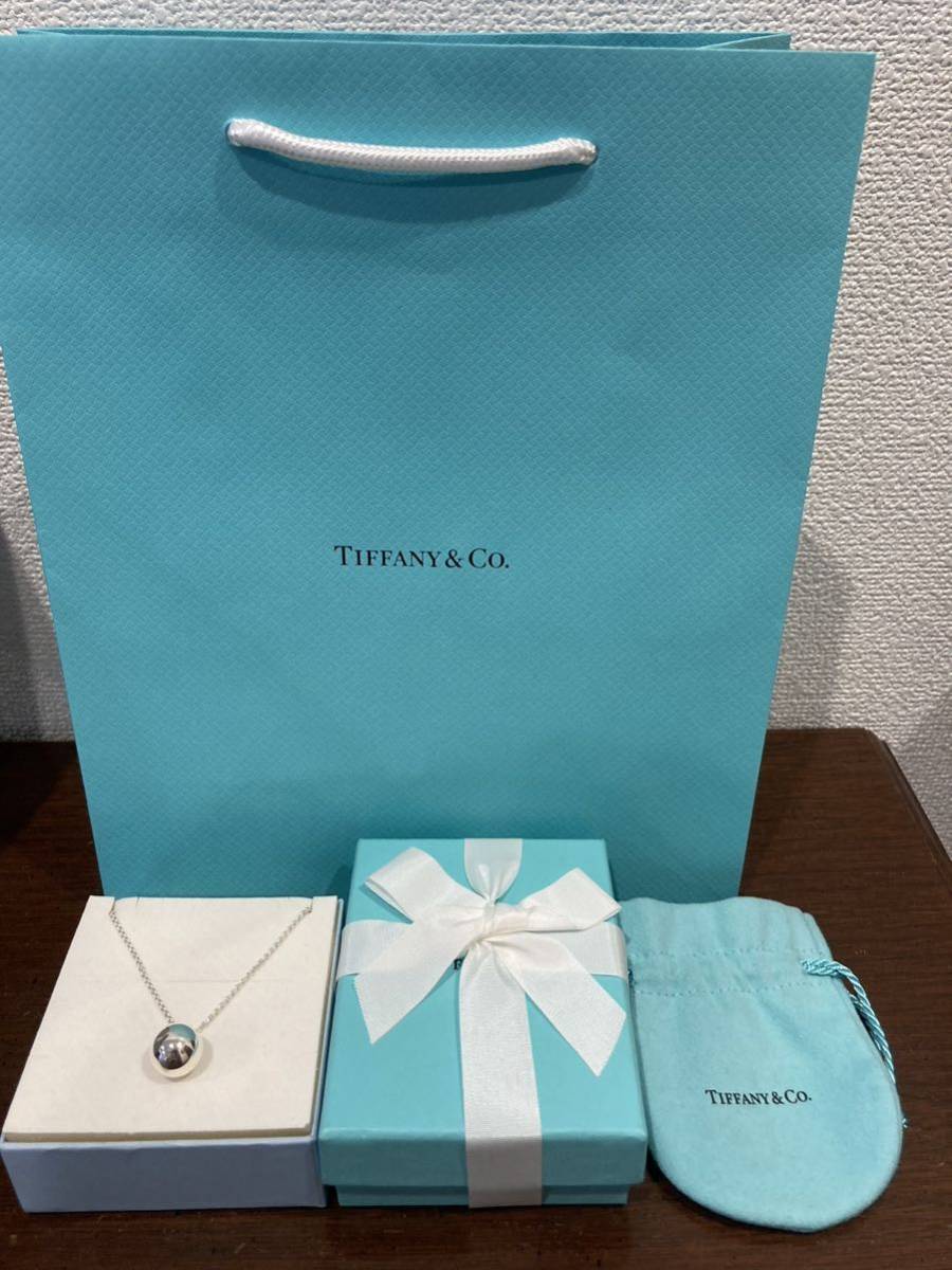 新品 正規品 ティファニー tiffany&co ネックレス　シルバー ボール ケース巾着紙袋リボン 箱　プレゼント ハードウェア_画像3