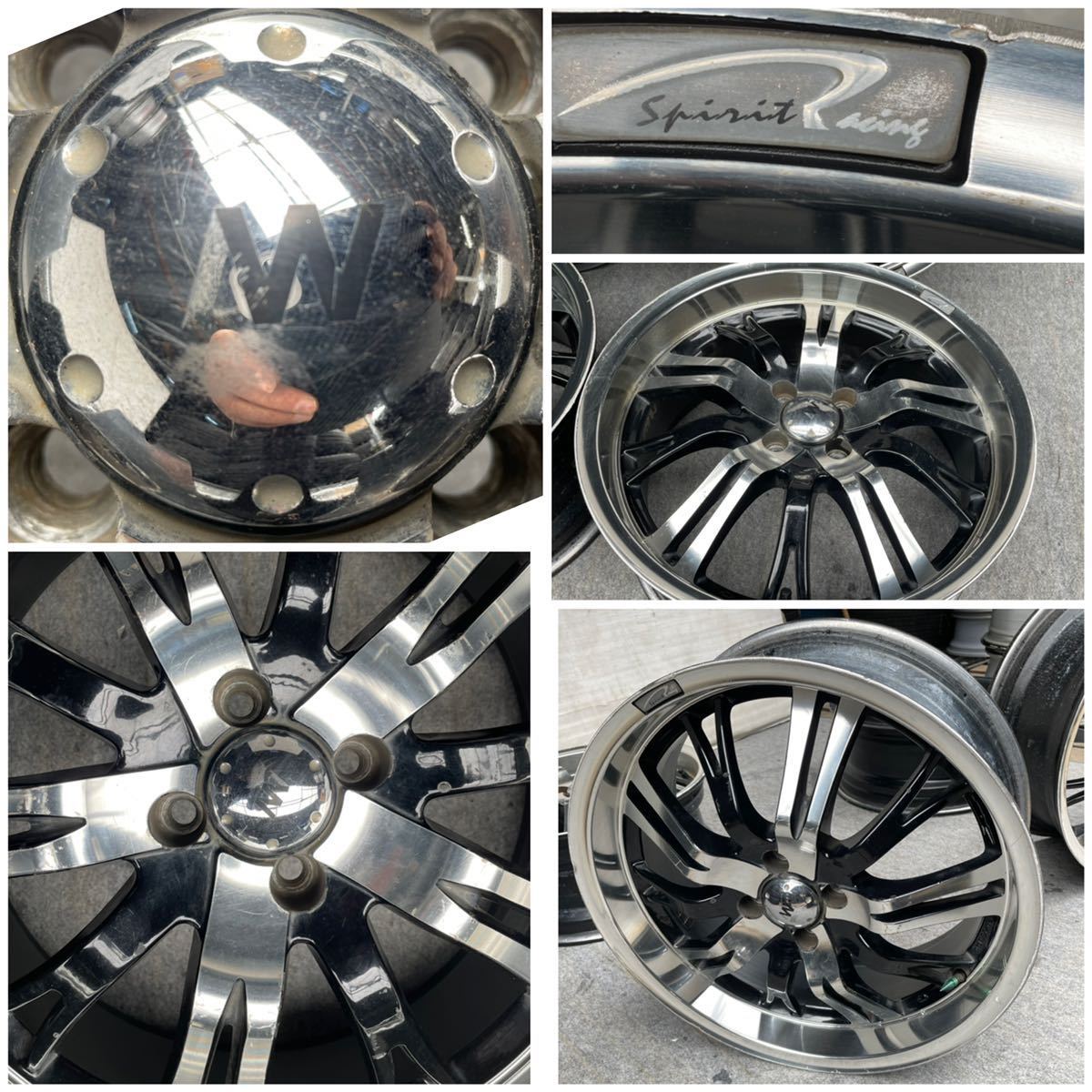 深リム Spirit Racing AW 18インチ×7.5JJ +45 100 4Hホイールのみ4本 bB キューブ ルーミー タンク シエンタ ポルテ コンパクトカー他等