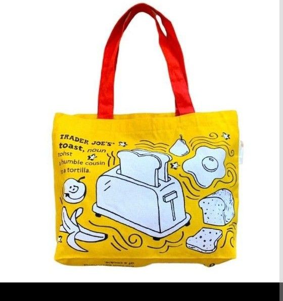 お値下げ！TRADER JOE'S ショッピングバッグ【トースト】黄色のショッピングバッグ☆エコバッグ ☆トートバッグ