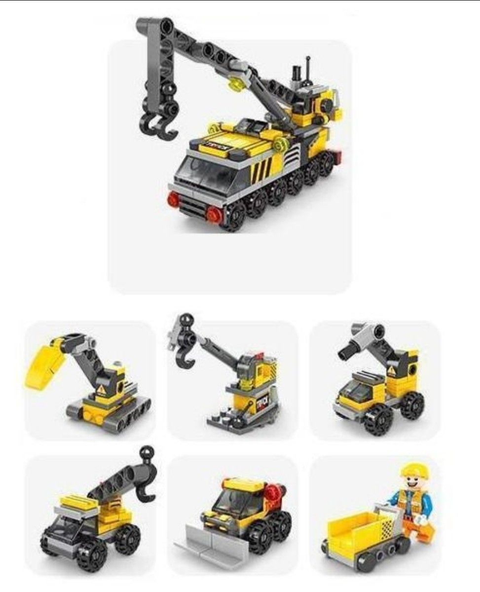 新品 レゴ互換 乗り物 車 ブロック クレーン車 6in1