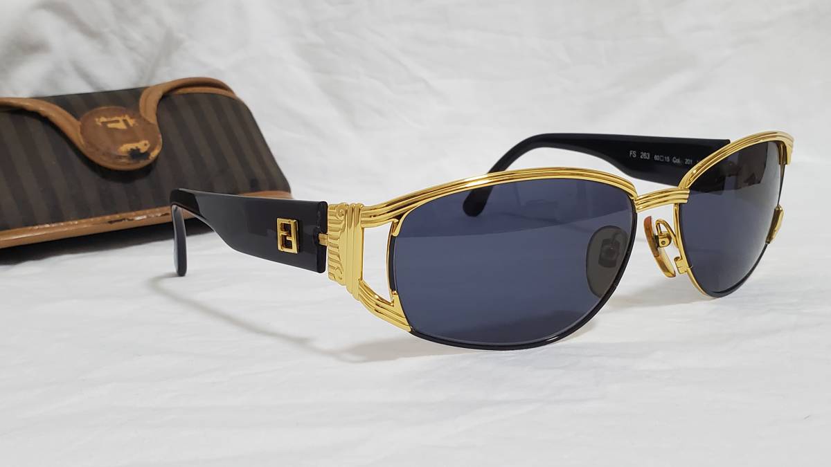  стандартный Fendi FENDI Classic люкс искусство солнцезащитные очки автомобиль i колено Gold × чёрный Icon Logo F Zucca 3 полосный линия очки 0 приложен иметь 