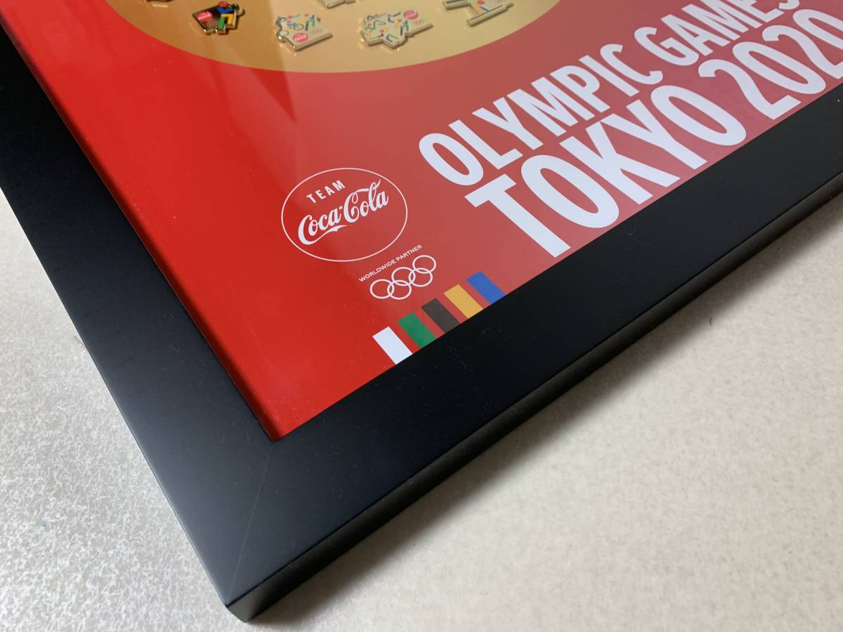 コカ・コーラ 東京2020オリンピック ゴールドピクトグラムピンセット 額装ピンバッジ 当選品 美品_画像3