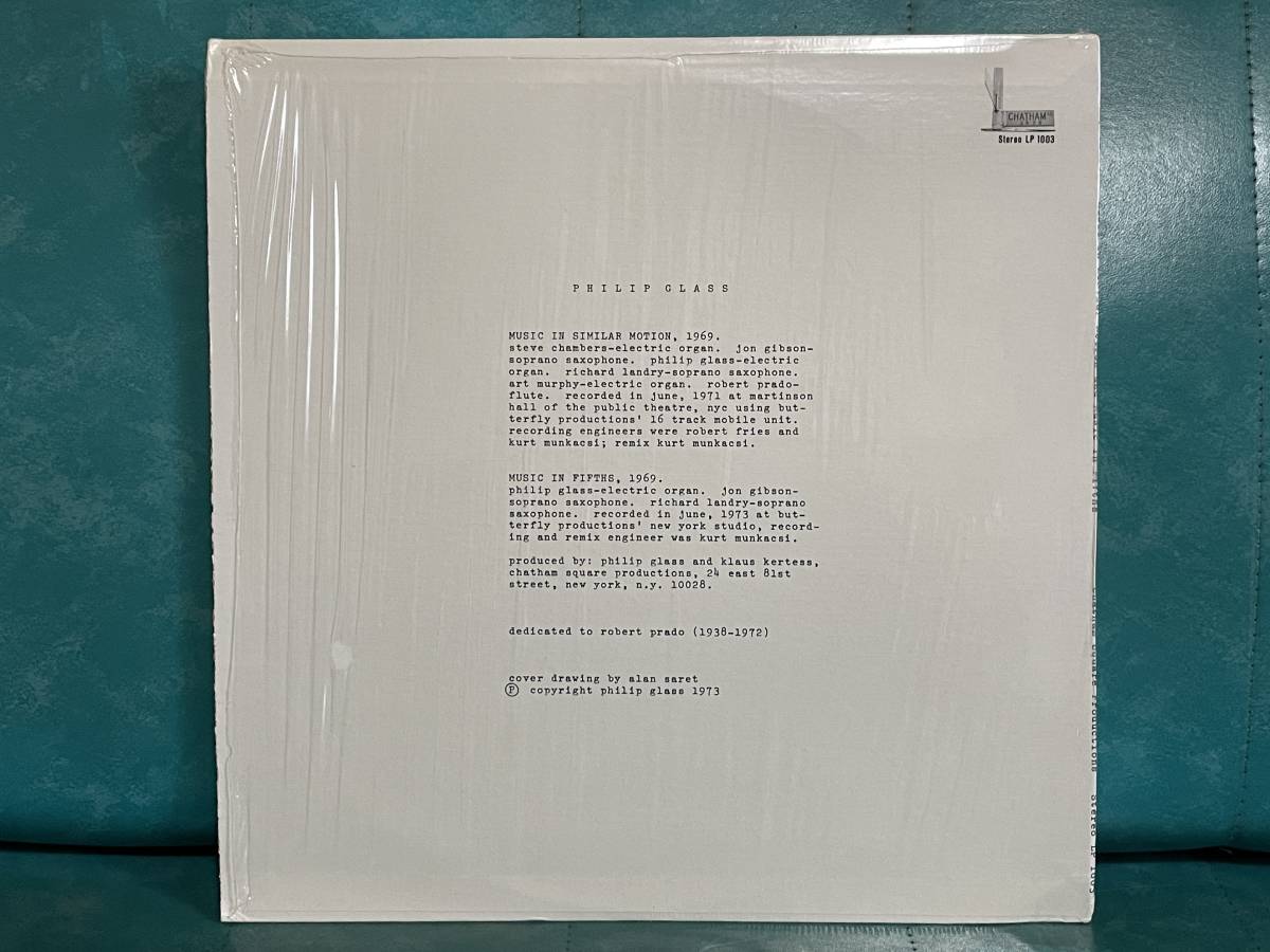  прекрасный запись US запись LP Philip Glass / Music In Similar Motion - Music In Fifths Philip * стакан Chatham Square Productions STEREO LP 1003
