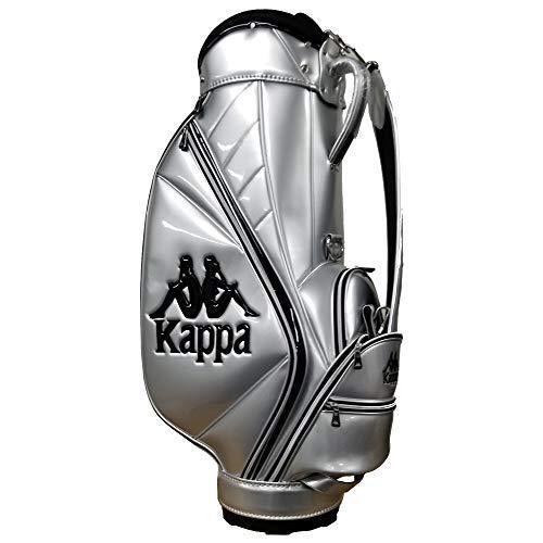 新品■タグ付 Kappa ゴルフ カッパ キャディバッグ ゴルフバッグ 9.5型 カートタイプ シルバー レザー 高級 刺繍_画像3