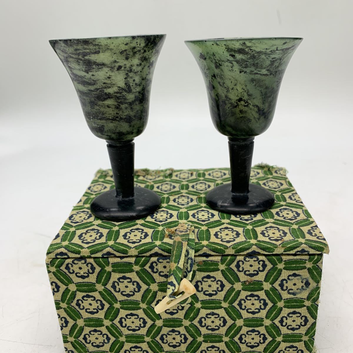 □龍香堂□☆珍品!酒泉「夜光杯」脚長蓋付大型鉢(180mm