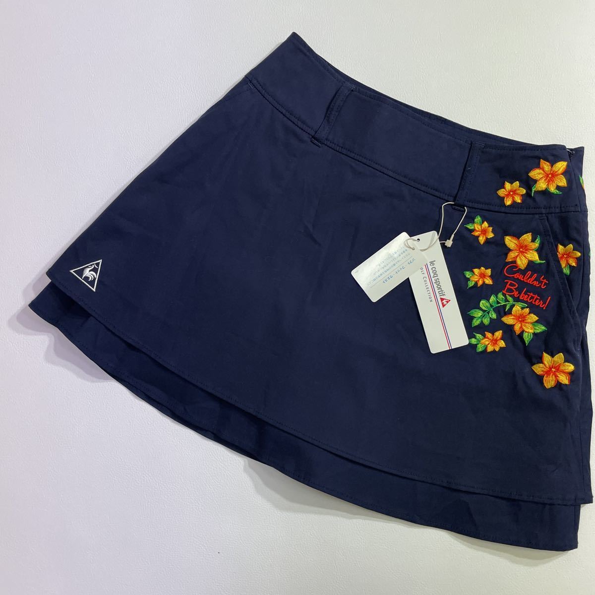 58 未使用 le coq sportif ルコック スポルティフ キュロット Aラインスカート GOLF ゴルフ 花柄 ストレッチ 裏メッシュ デサント 30211C_画像1