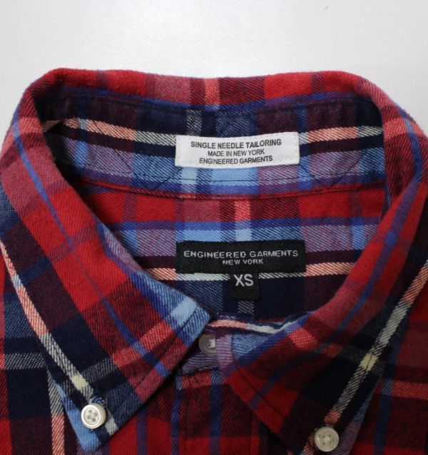 18AW Engineered Garments engineered garments 19th BD Shirt Brushed Plaid кнопка down проверка рубашка XS