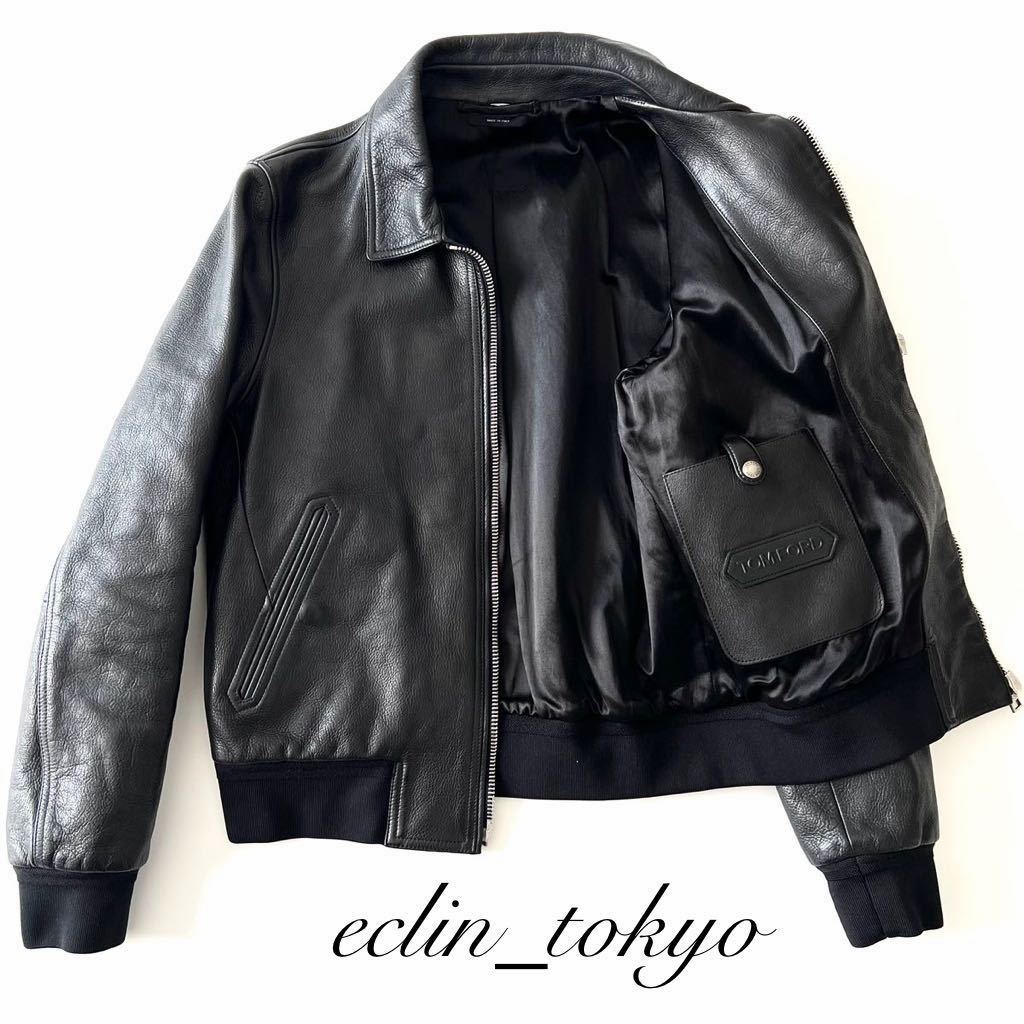 [E3718] domestic regular price 126 ten thousand jpy!TOM FORD Tom Ford { top class! collar mouton attaching and detaching 2way specification!}li blaser flight rider's jacket 48 black 