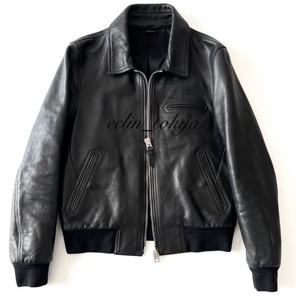 [E3718] domestic regular price 126 ten thousand jpy!TOM FORD Tom Ford { top class! collar mouton attaching and detaching 2way specification!}li blaser flight rider's jacket 48 black 