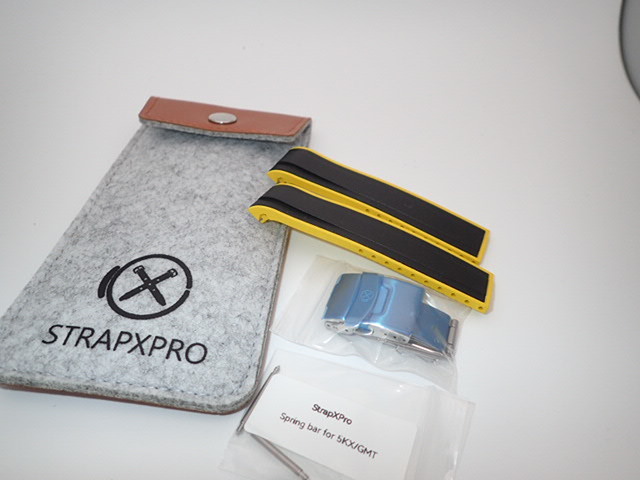 STRAPXPRO SX1A 　ラバーバンド　SEIKO SKX シリーズ用　ブラックオンイエロー　バックル付き