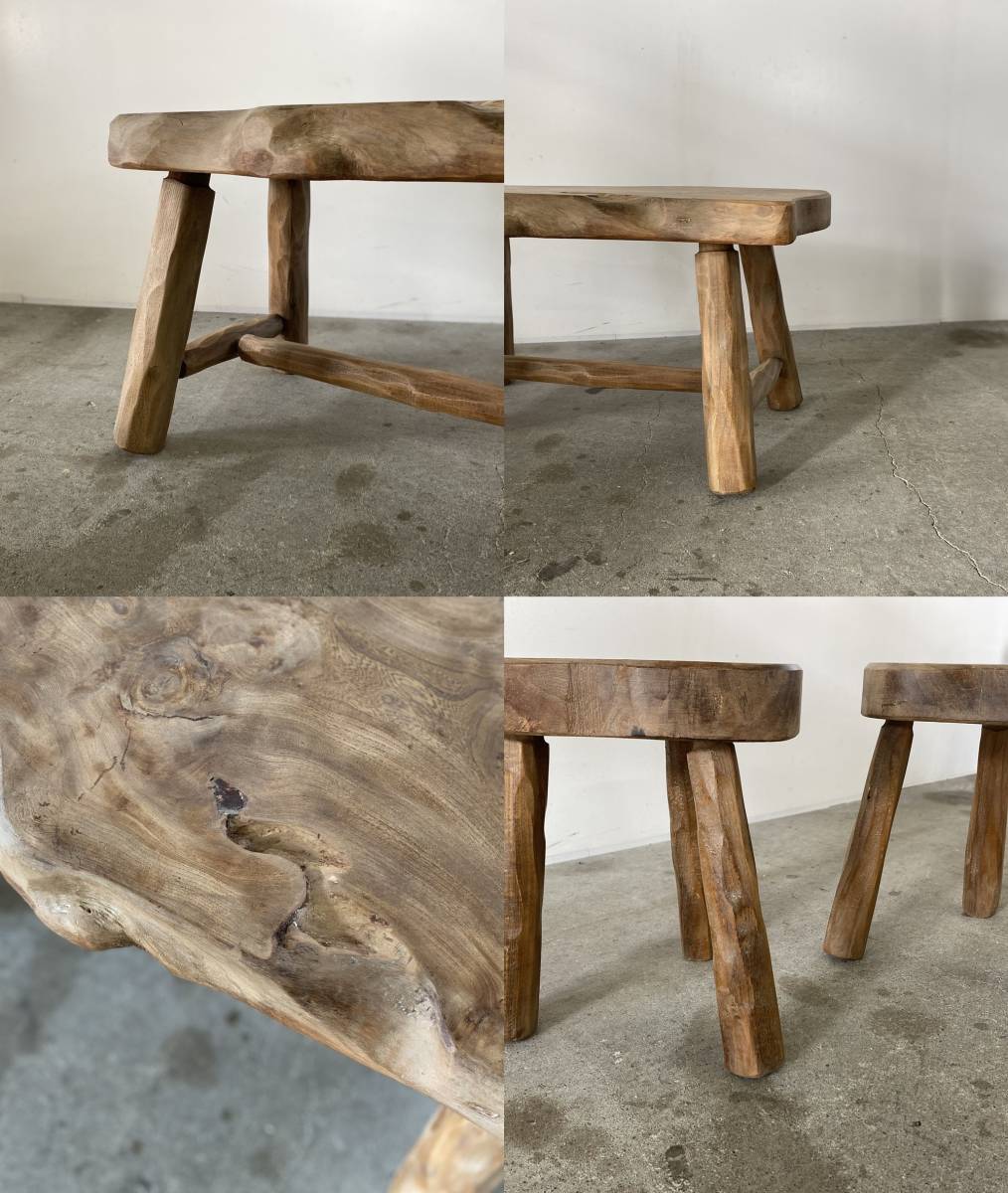 フランス ビンテージ Vintage table 2stool テーブル スツール アンティーク 店舗什器_画像10