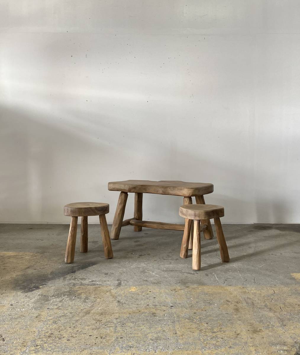 フランス ビンテージ Vintage table 2stool テーブル スツール アンティーク 店舗什器_画像1