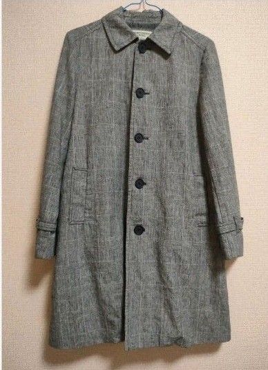人気定番 麻 グレンチェックコート FREE SIZE ロングコート - tokotoko