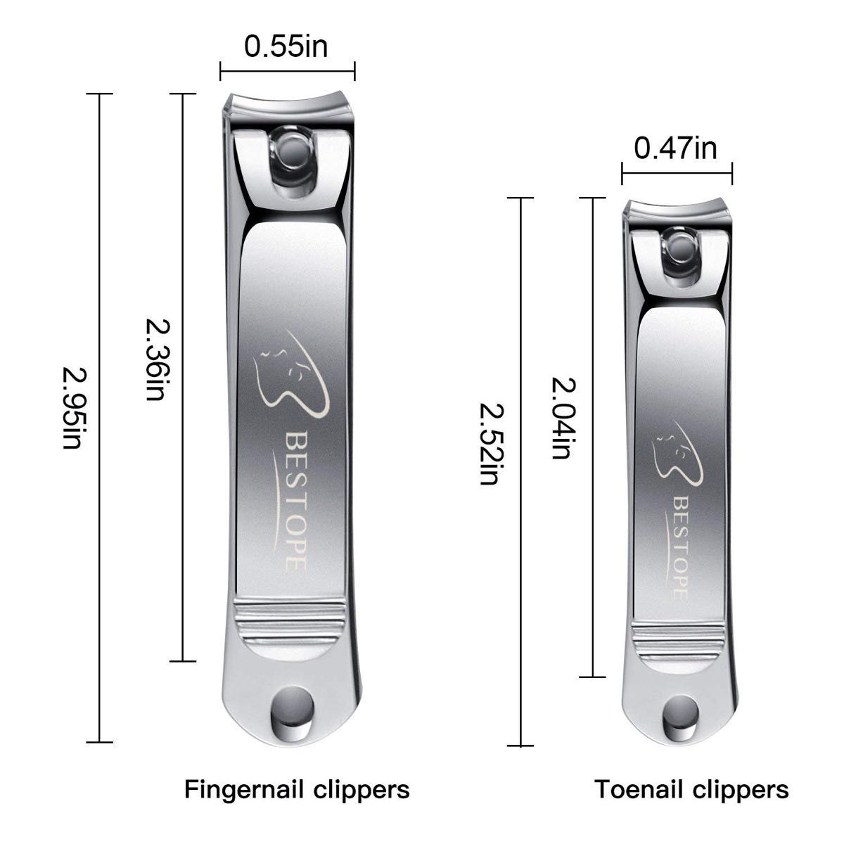 在庫限り！BESTOPE 爪切りステンレス鋼製 収納ケース 手足用 2本SET つめきり ステンレス製