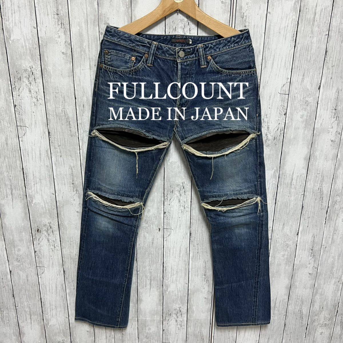 FULLCOUNT 本革ダメージ加工セルビッチデニム！日本製！