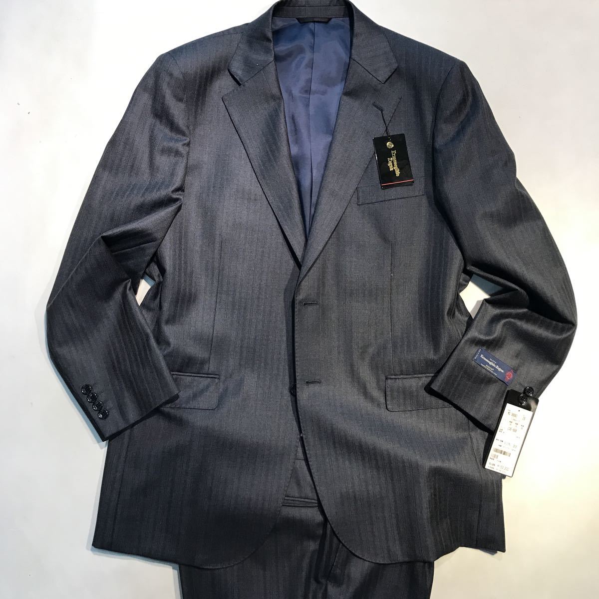  tag equipped high class Ermenegildo zegna tropical big size BB8 2. button suit setup Shadow blue group alternator -to stripe AMF