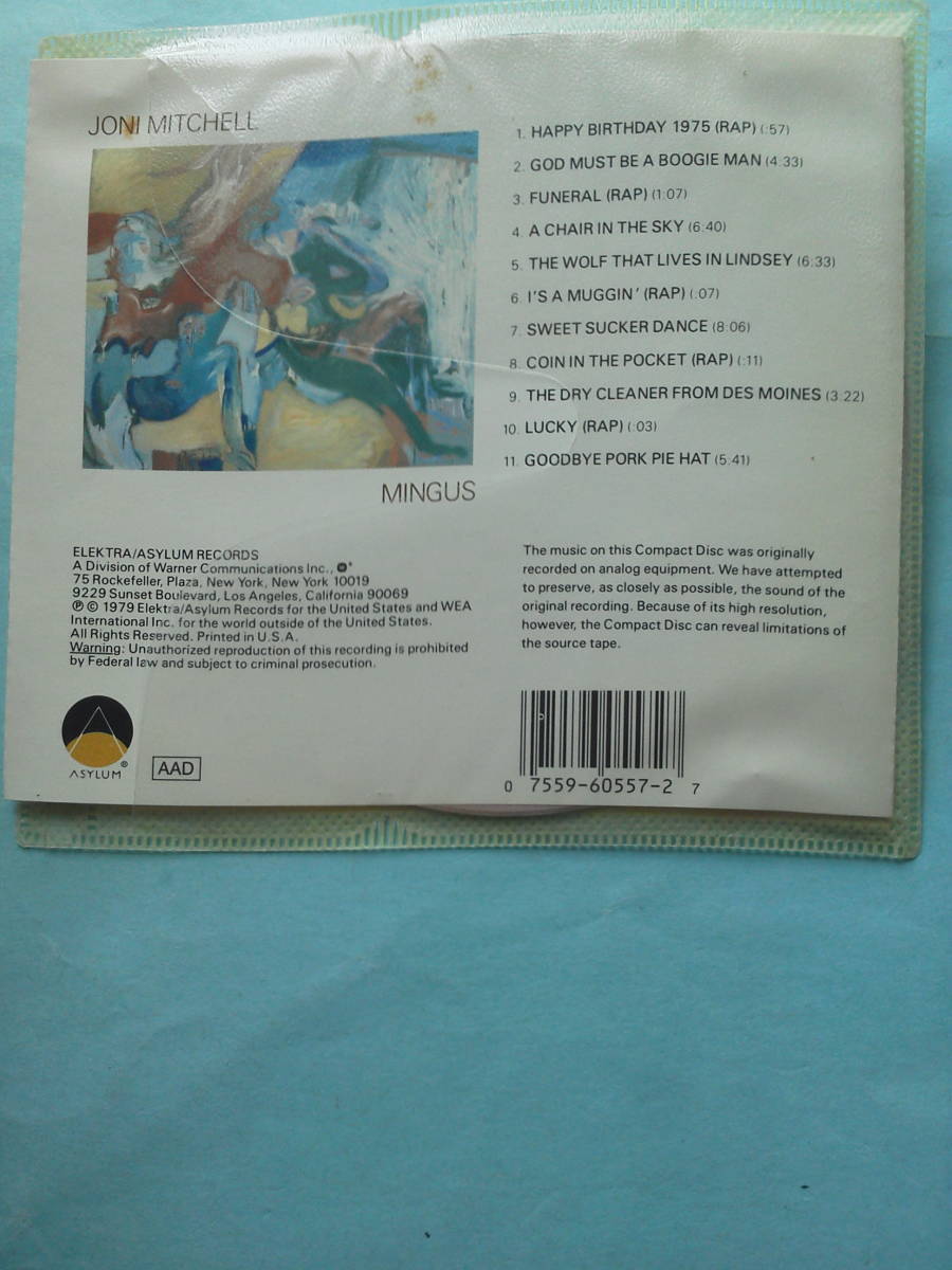 【送料112円】ソCD3908 Joni Mitchell Mingus ジャケットにシミあり /ソフトケース入り_画像2
