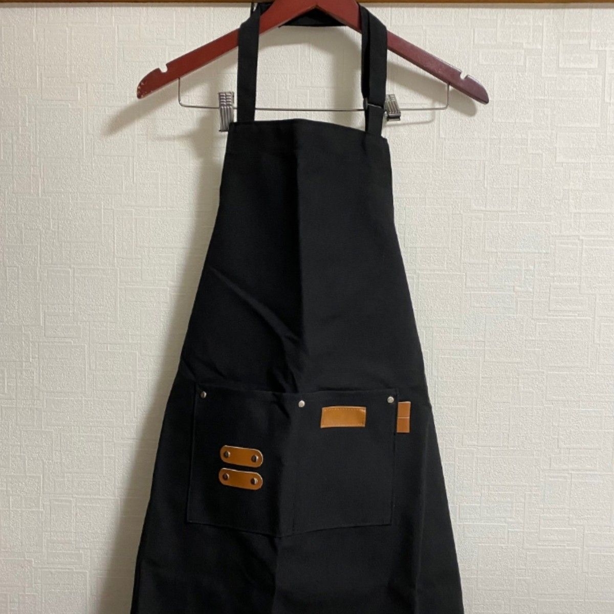 エプロン 前掛け カフェエプロン 超耐久性 首掛け型 無地 ポケット付き