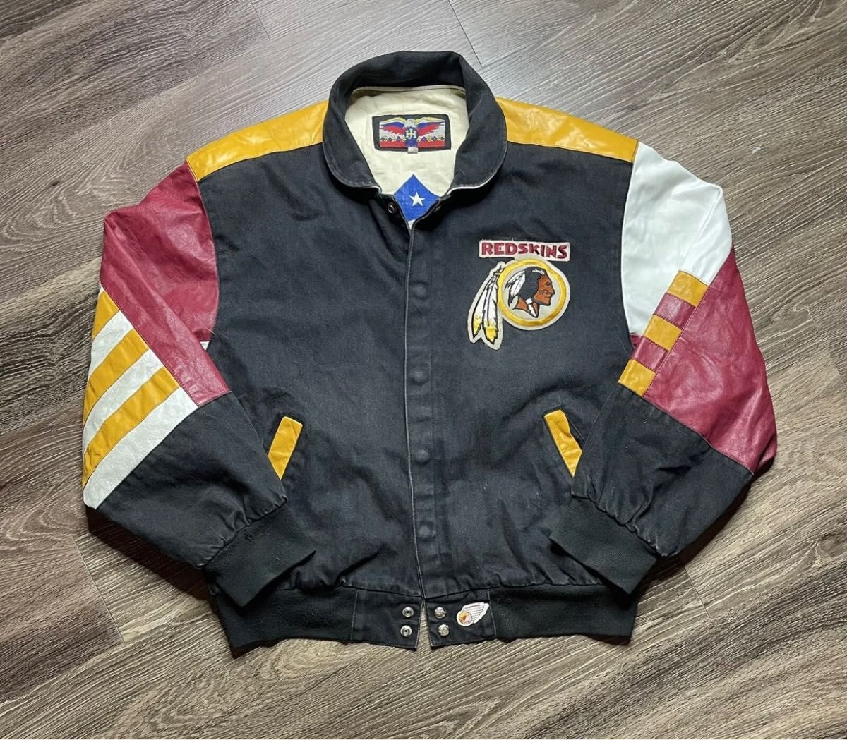 90s USA製 ジェフハミルトン NFL スタジャン XL レッドスキンズ