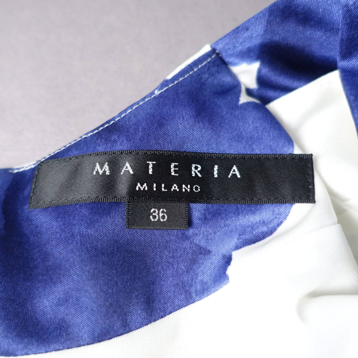 MATERIA MILANO/マテリアミラノ/36/ストレッチワンピース/ホワイト×ブルー/白×青/レディース_画像4