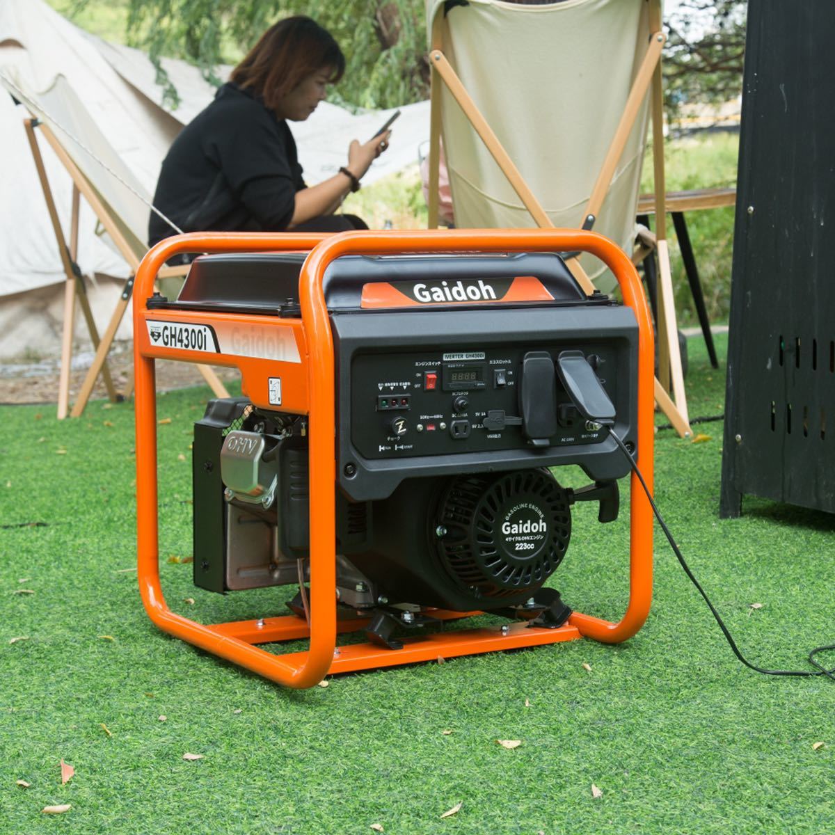 インバーター発電機 定格出力3.8kVA オープン型 ガソリン発電機 10L