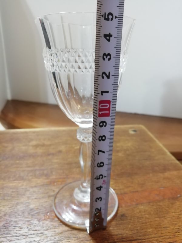 アンティーク ワイングラス 2客 シンプル ダイヤモンドカット クリスタル シャンパングラス ヴィンテージ antique wine glass 送料込み_画像8