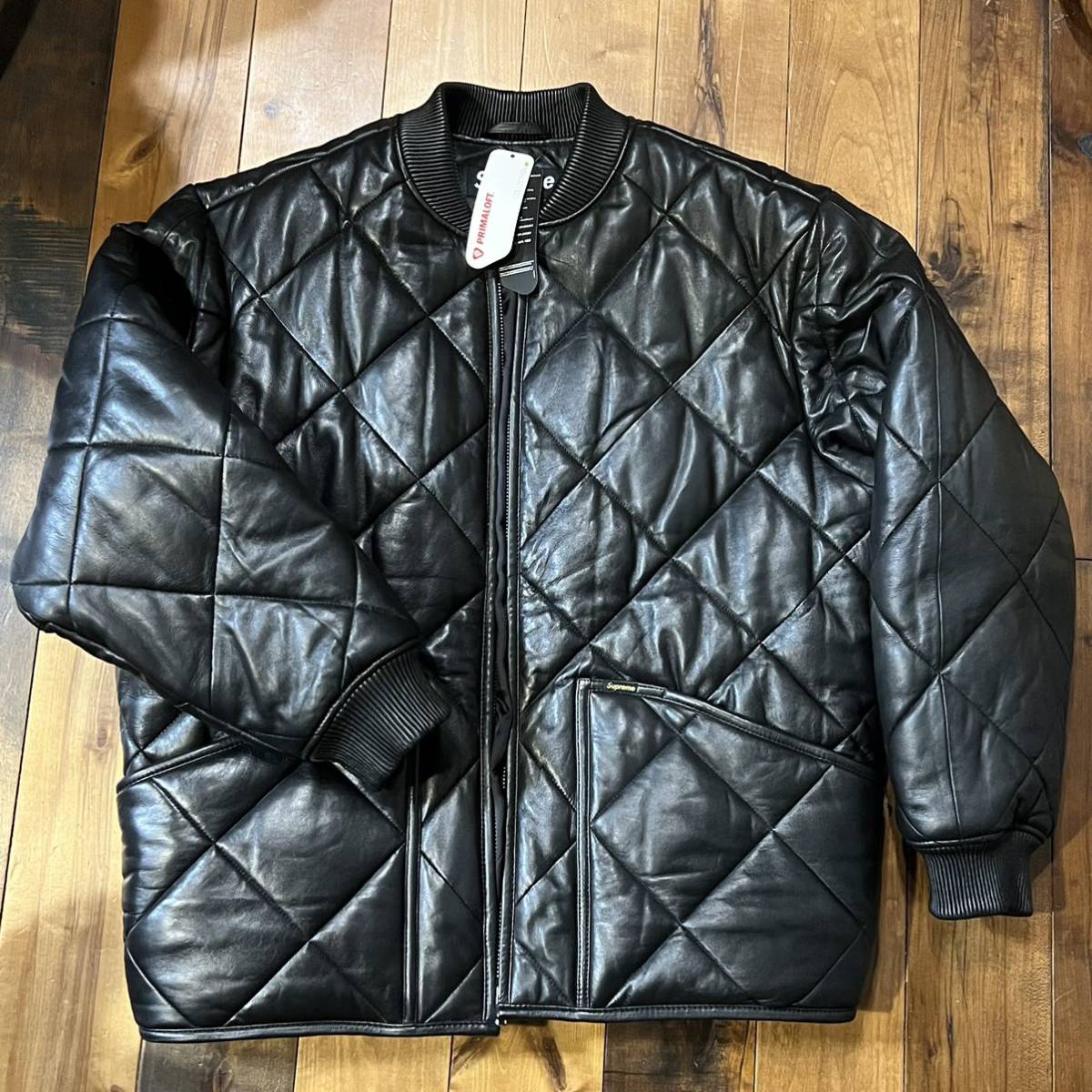 Supreme シュプリーム 22FW Quilted Leather Work Jacket レザージャケット ワークジャケット 中綿 BLACK XL
