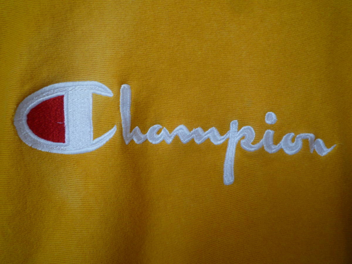【レアカラー】90s USA製 champion チャンピオン リバースウィーブ REVERSE WEAVE スクリプトロゴスウェットシャツ イエローマスタード