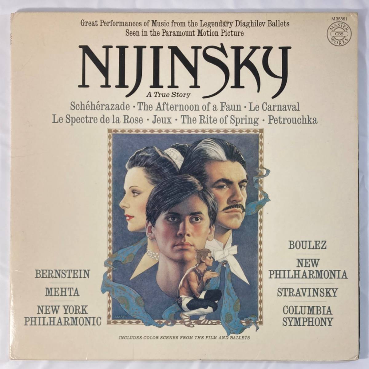 ニジンスキー (1979) レナード・バーンスタイン、ズービン・メータ、他 指揮、ニュ－ヨーク・フィル 米盤ＬＰ CBS M35861 Promo 見開き_画像1
