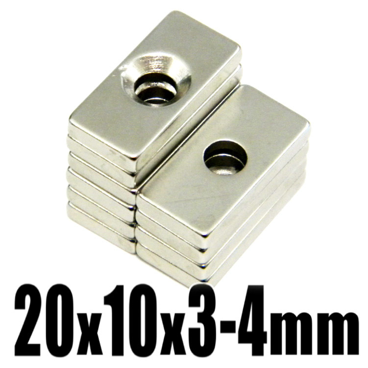  неодим супер мощный магнит * длина ширина 20mm×10mm( толщина 3mm дыра 4mm)[5 шт ]