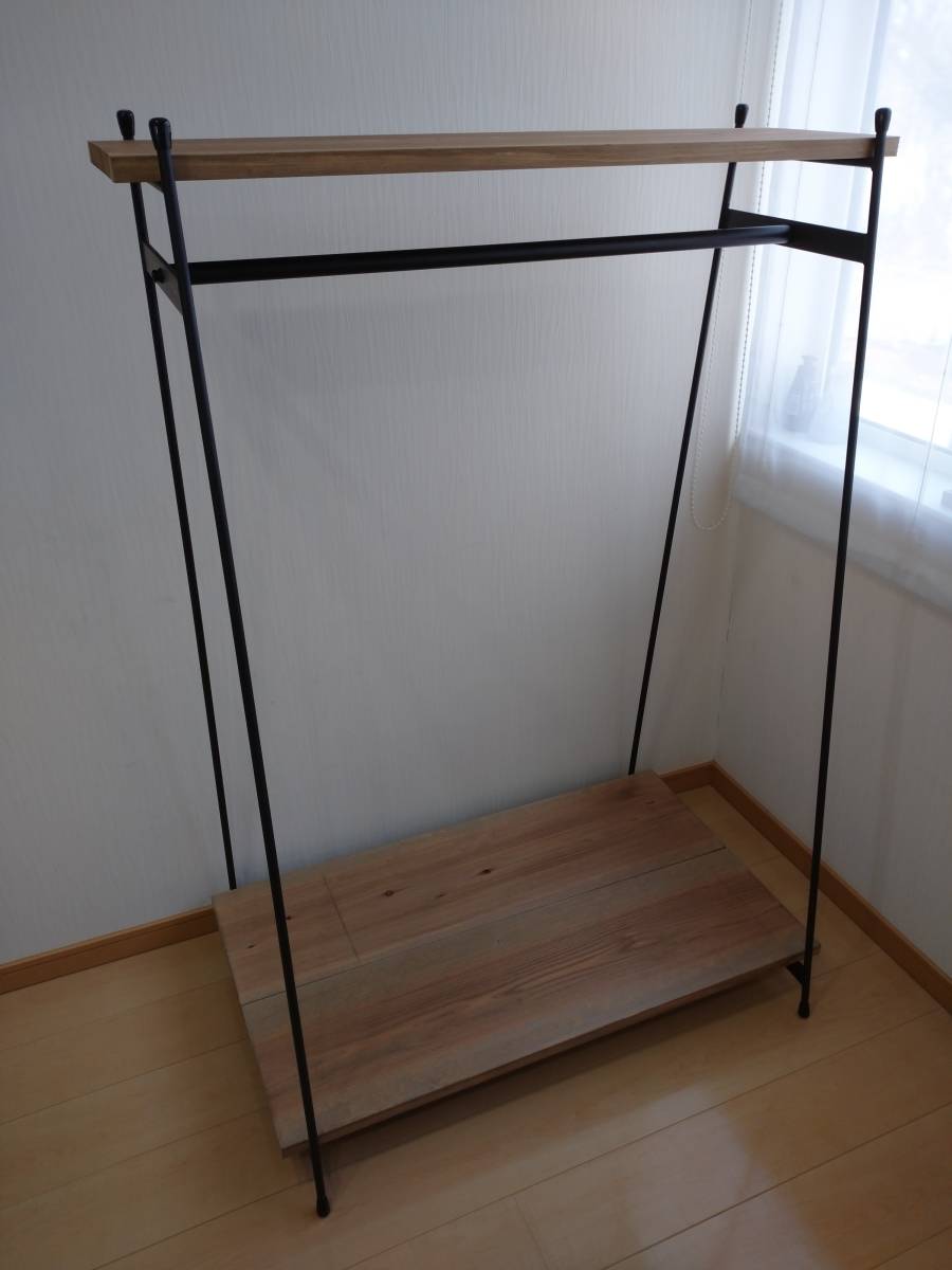 {NEW} iron hanger rack shelves 2 step attaching * easy assembly type * store furniture * antique * in dust real 