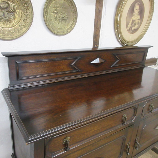  England antique furniture sideboard cabinet twist leg display shelf cupboard wooden oak Britain SIDEBOARD 6035d