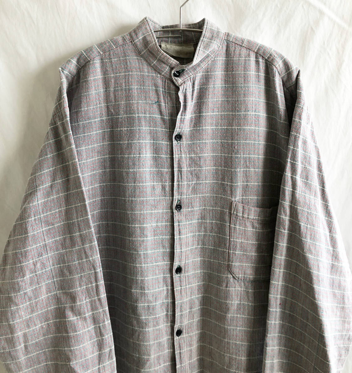  быстрое решение [90\'s Vintage /Unique Batik]neitib no color проверка рубашка /XL/ sax тканый / большой размер / America производства (p-232-3-5)